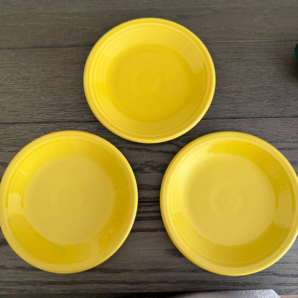 Fiesta Fiestaware Small/Salad Plates Set of 3 7.25" Yellow Made in USA Lead Free